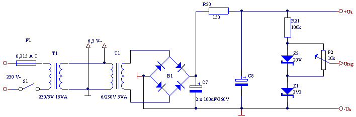 Usmernik z regulacijo napetosti za varikap diode